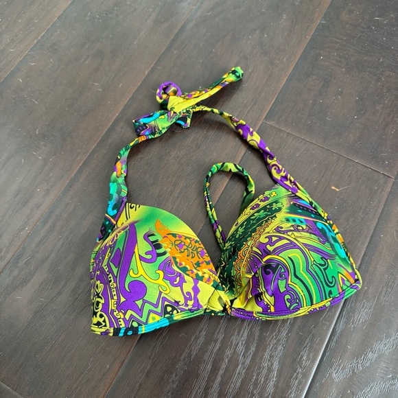 90s y2k halter bikini top - retro festival swimwear 8 rave psychedelic - Picture 3 of 5